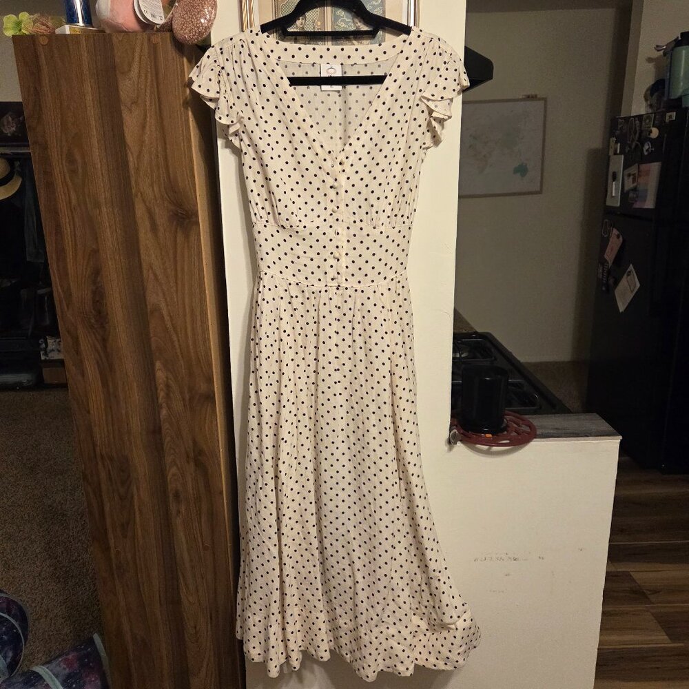 Son de Flor Diane Dress, Ruffle Sleeve Polka Dot